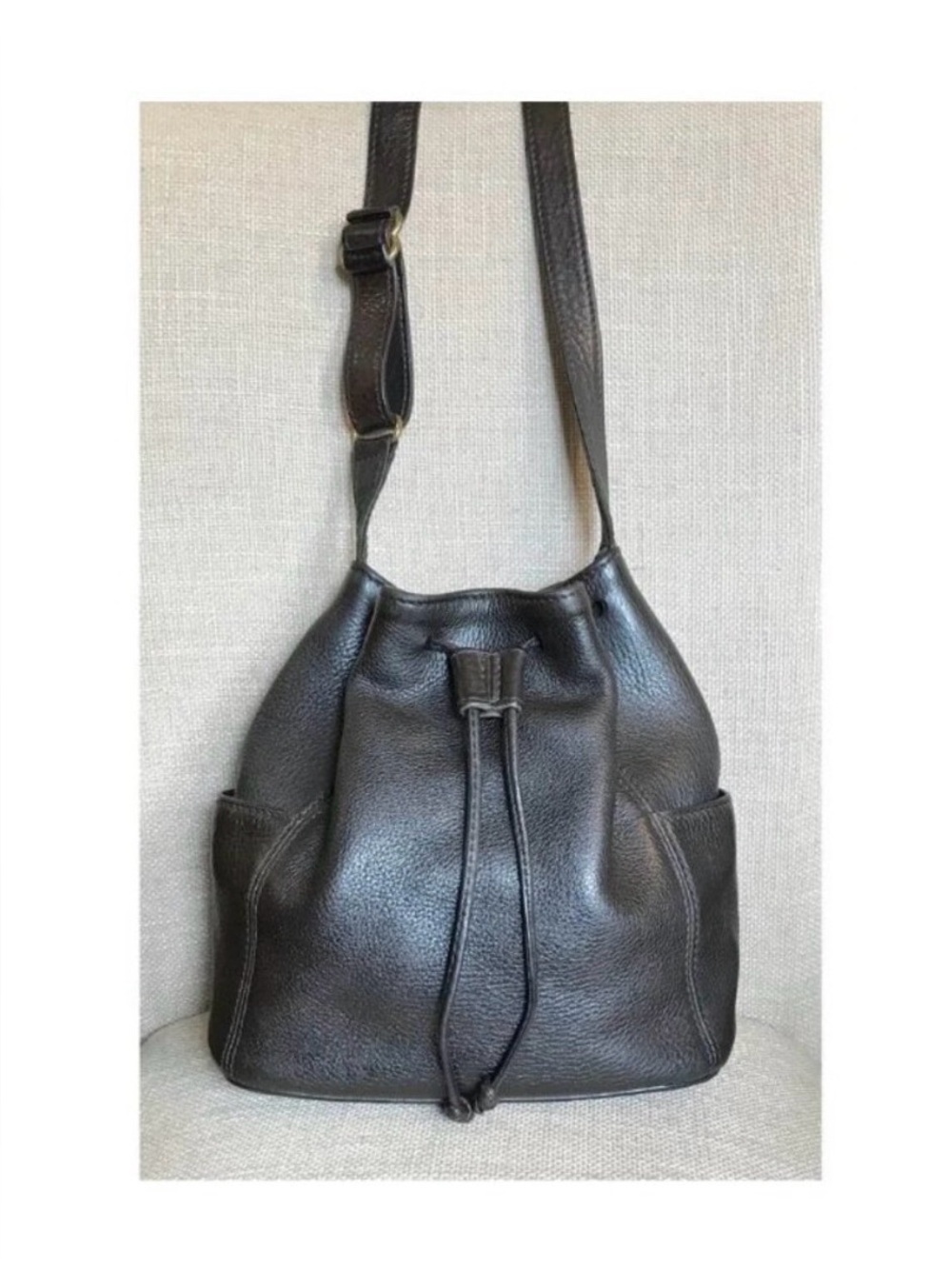 Vintage Coach Bucket Bag Sonoma Dark Brown Leather Drawstring Crossbody Purse